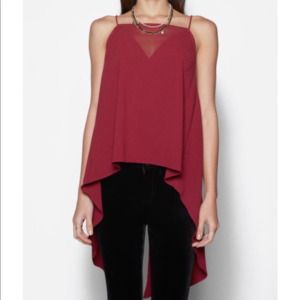High low spaghetti strap red blouse